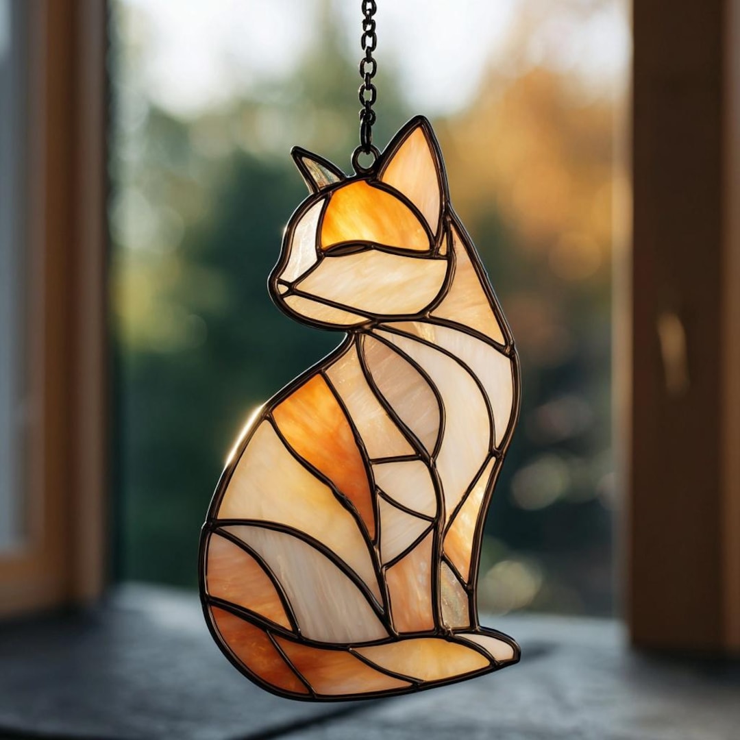 Ragdoll Cat Stained Glass Suncatcher - Handcrafted Cat Window Hanging ...
