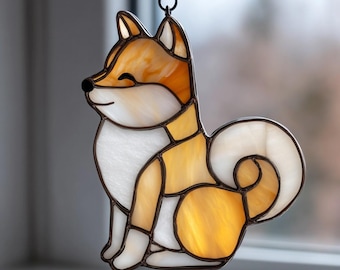 フェイクステンドグラス 柴犬 アクリルサンキャッチャー - Etsy 日本