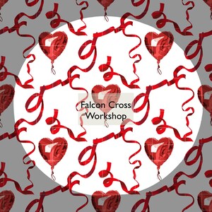 Patrón sin costuras de globos de corazón: Patrón sin costuras de San Valentín 300 DPI PNG Descarga instantánea Papeles digitales Diseño de superficie de tela de vinilo