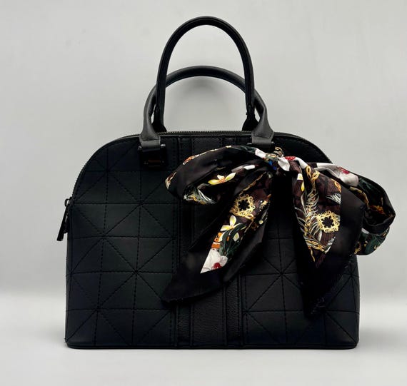 Aldo Black Top Handle Bag: Quilted Faux Leather With Bow