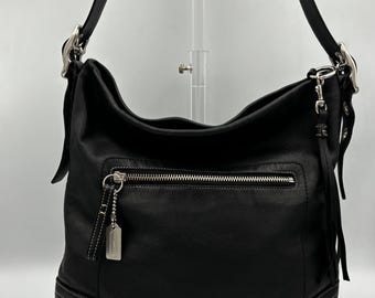 Vintage Coach Y2k Black Leather Mini Bag Top Handle Pouch Handbag