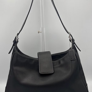 Vintage Coach Hampton Hobo Bag | 7783 Black Leather Shoulder Purse