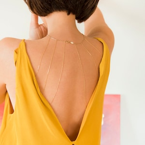 Dainty Back Necklace, Minimal Body Chain, Back Drop Necklace, Gold Back Jewelry, Bridal Body Chain, Jewelry for Wedding, Christmas Gift