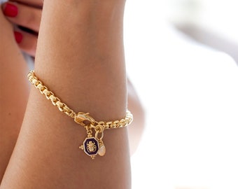Gold Charm Bracelet: Vintage Brass Insect Jewelry
