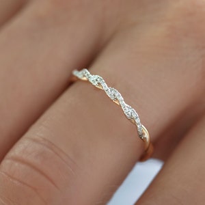 Twisted Diamond Infinity Ring Knot Infinity Ring Twisted Band Ring 14K Diamond Ring Minimal Wedding Ring Twisted Promise Ring image 1