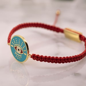 Red Evil Eye Bracelet - Protection Jewelry - Bracelet with Evil Eye - Adjustable Lucky Eye Bracelet - Slide Knot Bracelet - Nazar Bracelet