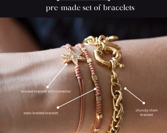 Set of Bracelets - Adjustable Stackable Bracelets - Cute Bracelets - Set of Layering Bracelets - Christmas Gift - Stacks of Bracelets