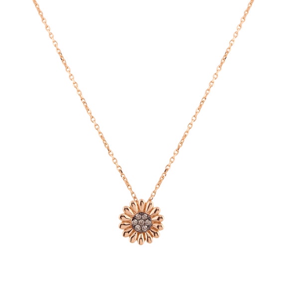 Gold Sunflower Necklace, Tiny Flower Pendant, Nature Lover Jewelry