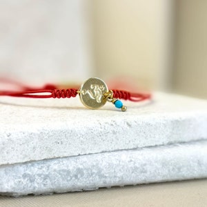 Buddha Jewelry - Buddha Good Luck Bracelet - Red String Bracelet - 10 mm Bracelet - Meditation Bracelet - Red Lotus Flower - Yoga Lover Gift