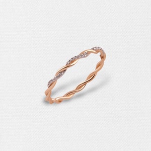 Twisted Diamond Infinity Ring Knot Infinity Ring Twisted Band Ring 14K Diamond Ring Minimal Wedding Ring Twisted Promise Ring image 8