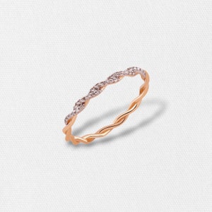 Twisted Diamond Infinity Ring Knot Infinity Ring Twisted Band Ring 14K Diamond Ring Minimal Wedding Ring Twisted Promise Ring image 7