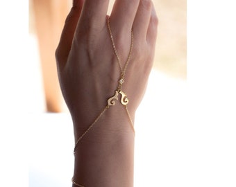Boho Hand Chain, Ethnic Slave Bracelet, CZ Hand Bracelet, Ring to Bracelet Chain, Delicate Hand Jewelry, Gift for Her, Anniversary Gift Idea