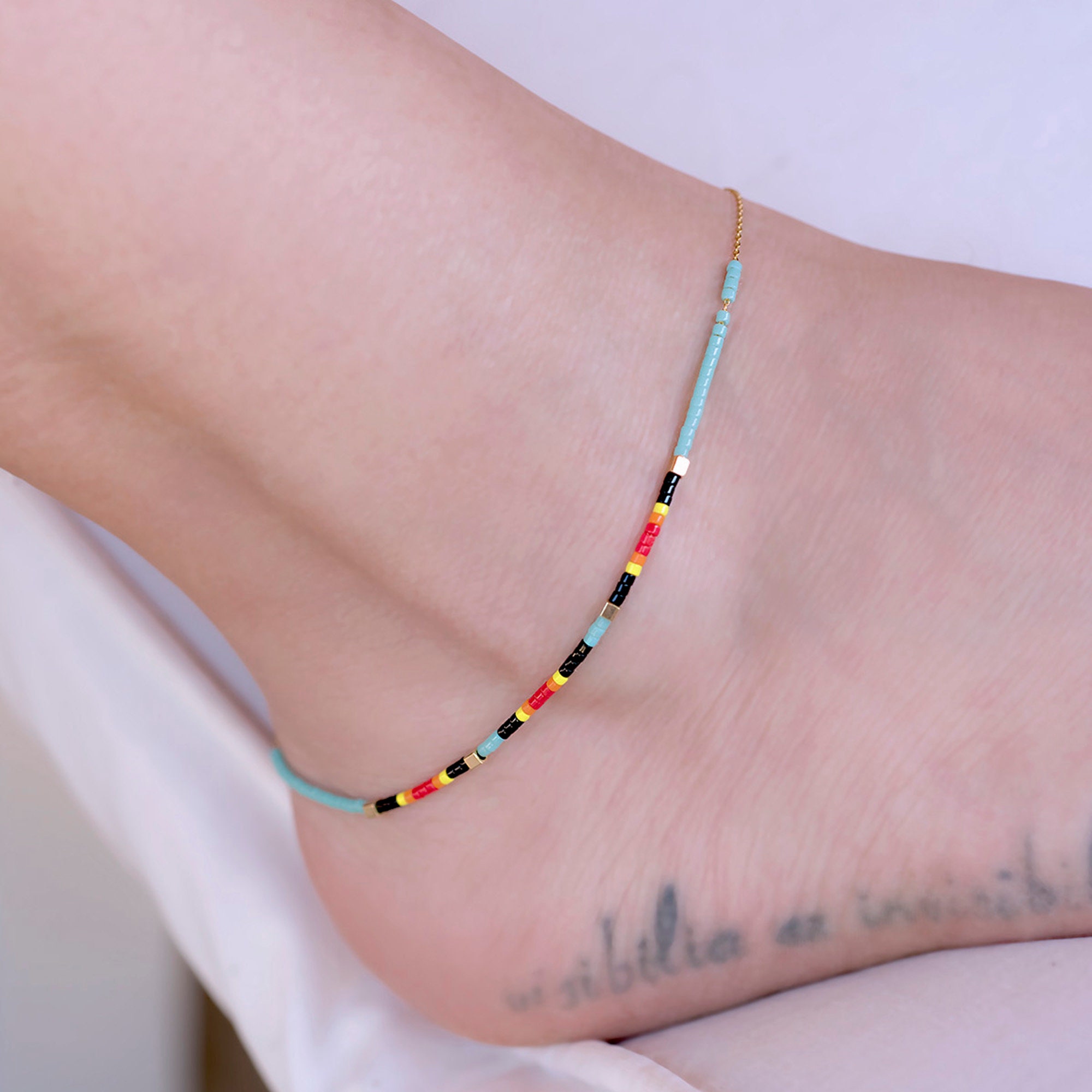 Tiny Seed Bead Evil Eye Anklet | VivaLifeJewelry - VivaLife Jewelry