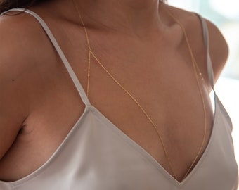 Dainty Chain Bralette - Body Chain Bra - Delicate Chain Bras - Dainty Body Jewelry - Chain Body Necklace - Rose Gold Chain Bralette