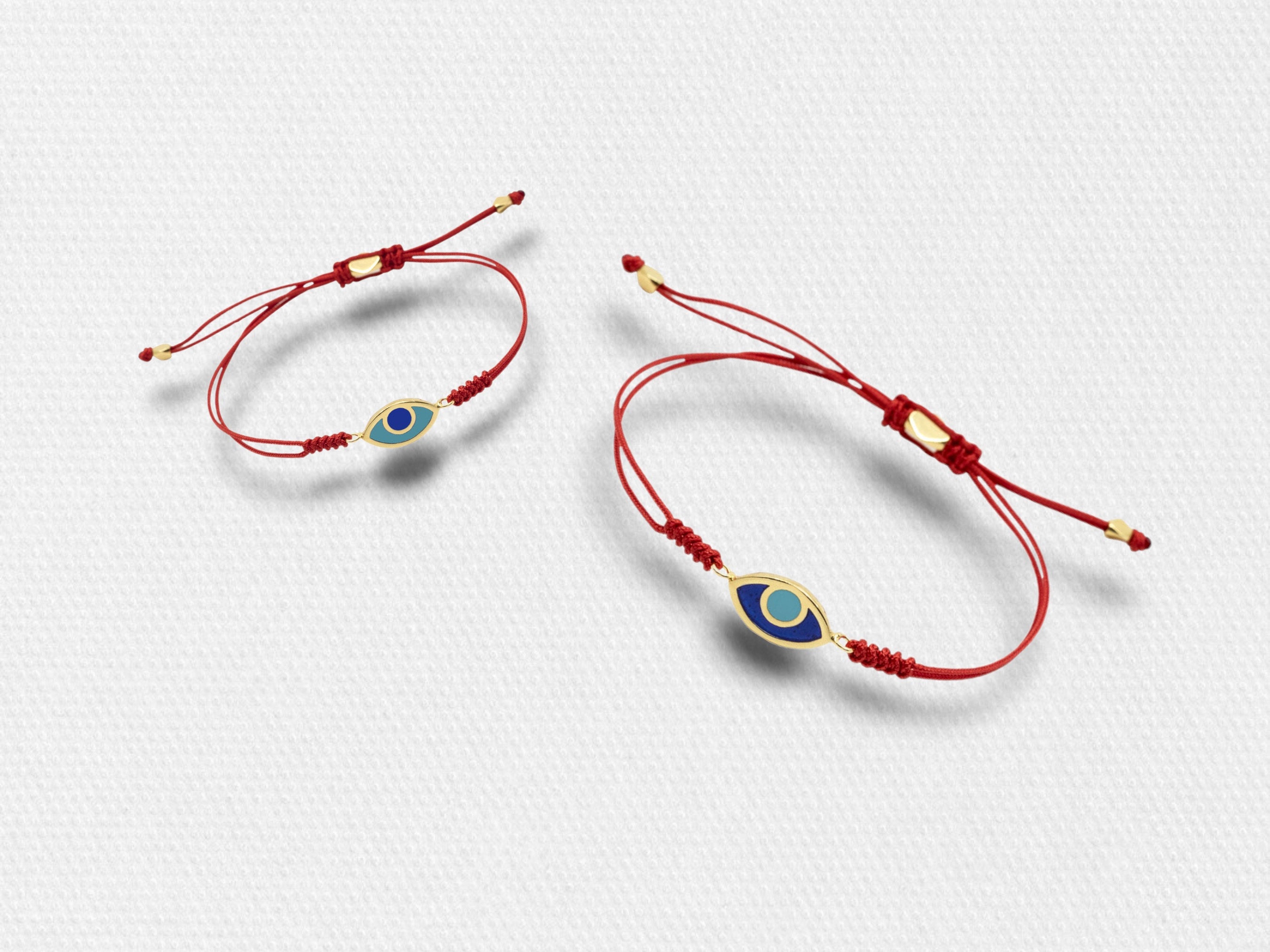 Red String Evil Eye Bracelet: 24k Gold Filled Brass, Lucky Jewelry