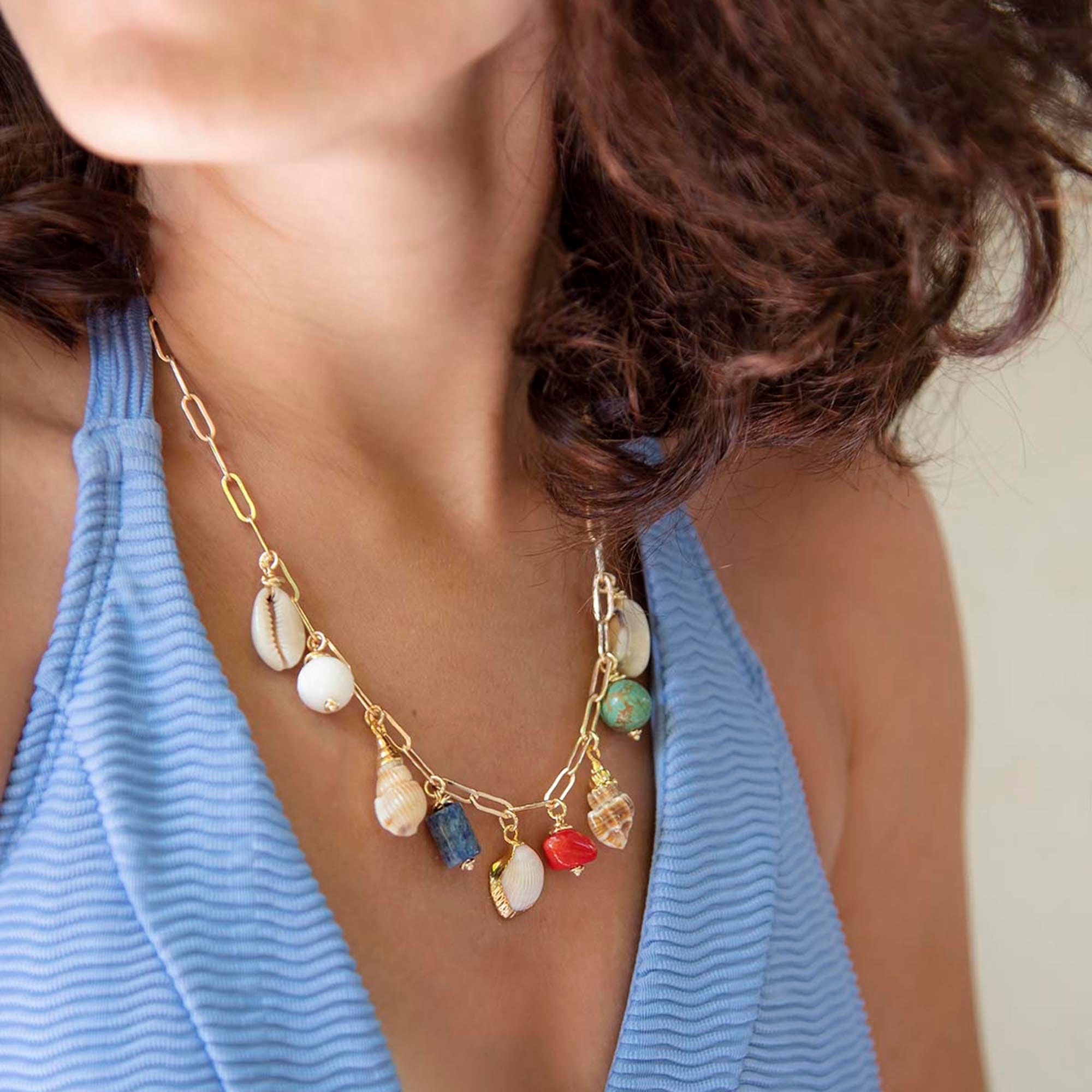 Back Drop Seashell Necklace Sea Lover Jewelry Colorful Pendant