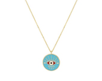 Multicolor Eye Pendant, Turquoise Eye Necklace, Ethnic Style Jewelry, Blue Nazar Necklace, Gift for Christmas, Protection Amulet Necklace