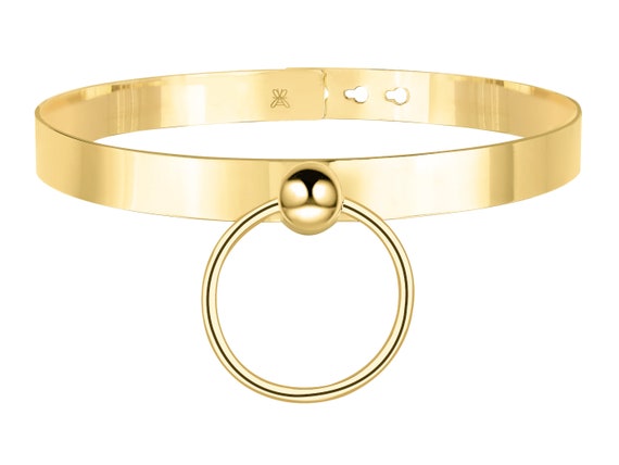 Locking Gold Choker Fetish Bondage 
