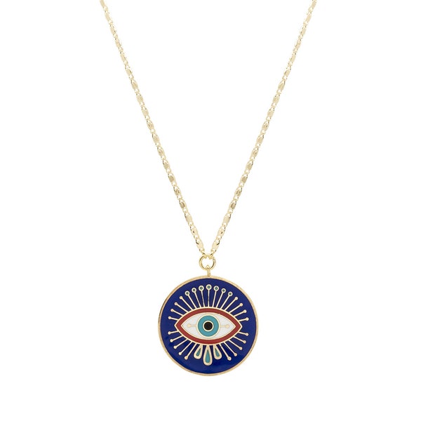 Navy Blue Evil Eye Necklace: Gold Filled Turkish Nazar Pendant