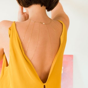 Gold Back Jewelry Backdrop Necklace Back Body Chain Back Chain Jewelry Necklace for Backless Dress Rose Gold Back Necklace Drop image 6