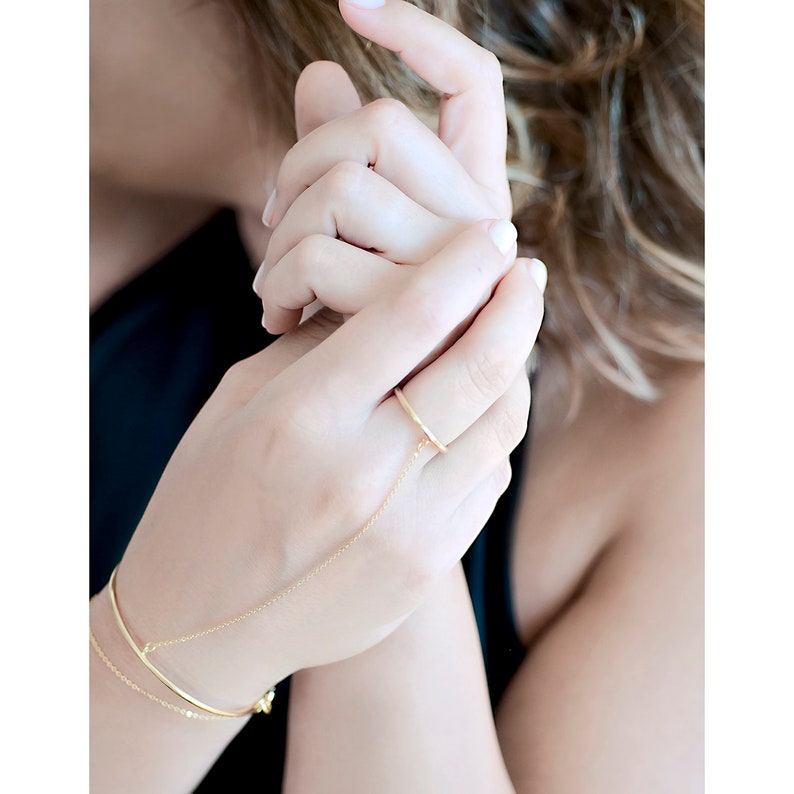 Delicate Ring Bracelet Dainty Ring Bracelet Gold Finger Etsy
