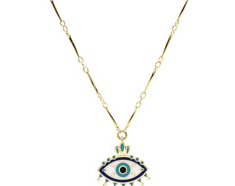 Blue Eye Pendant, Turkish Evil Eye Necklace, Gift for Women, Boho Colorful Necklace, Indian Style Jewelry, Greek Eye Necklace, Gift for Her