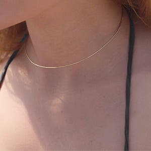 Simple Choker Necklace, Back Pendant Choker,  Brass Wire Necklace, Minimalistic Thin Choker, Summer Basic Jewelry, Gift for Bride