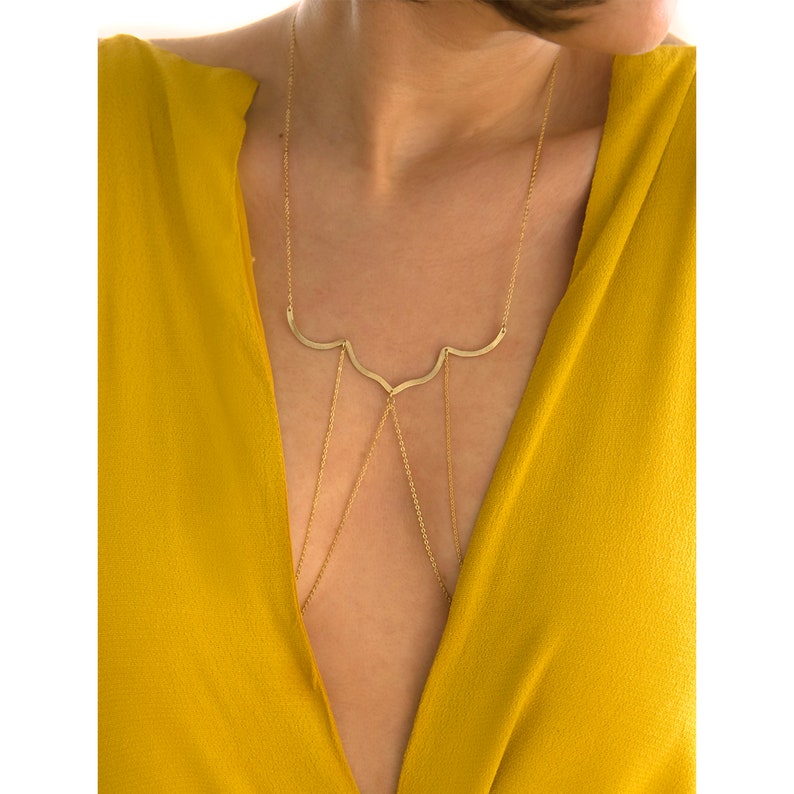 Gold Body Necklace Delicate Body Chain Chic Bridal Necklace Etsy