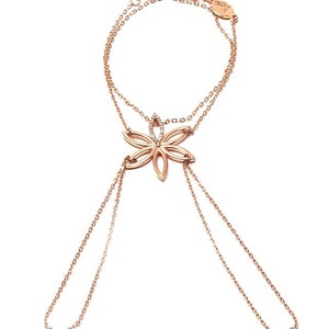Flower Hand Chain, CZ Slave Bracelet, Flower Finger Chain, Wedding Finger Bracelet, Indian Style Jewelry, Rose Gold Bracelet, Gift for Bride image 3
