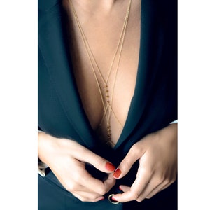 14K Gold Body Chain Chain Body Jewelry High End Body Chain Body Chain Jewelry Chain Body Harness Rose Gold Body Necklace image 1