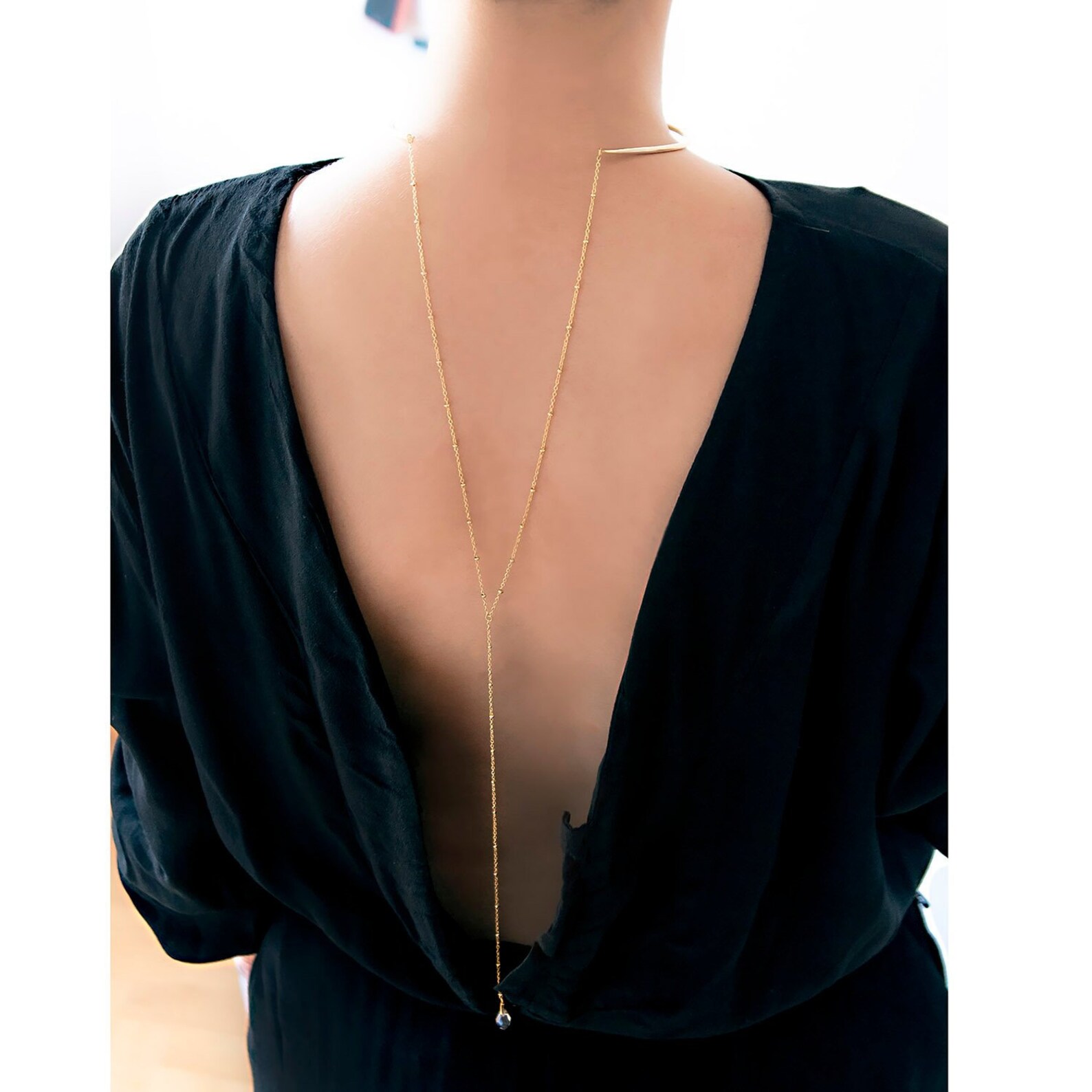 Back Drop Necklace Crystal Y Pendant Lariat Body Necklace Etsy