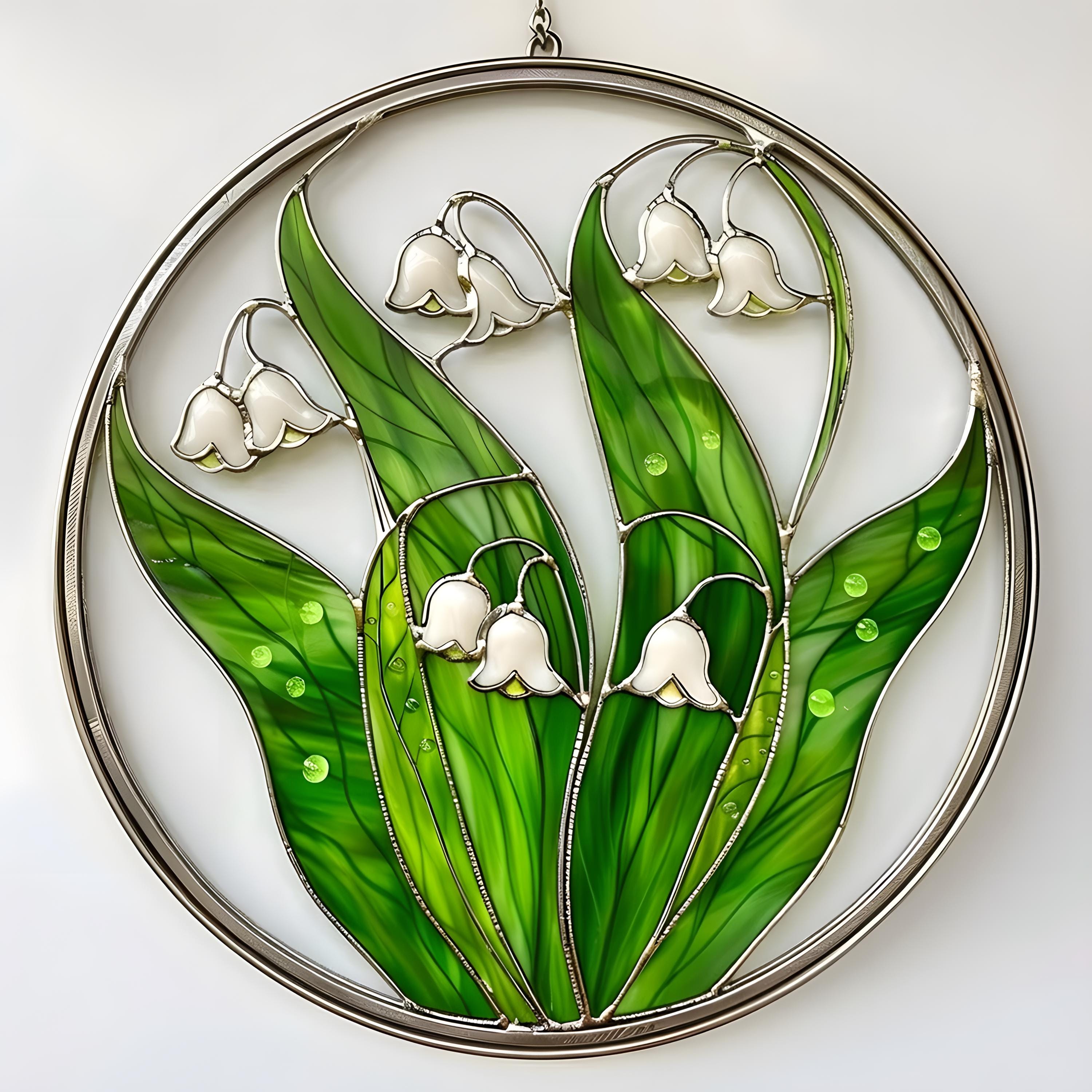 Lily of the Valley Stained Glass Suncatcher, Floral Window Wall Hanging ...