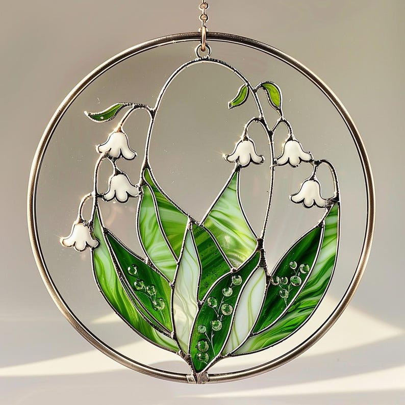 Lily of the Valley Stained Glass Suncatcher, Floral Window Wall Hanging ...