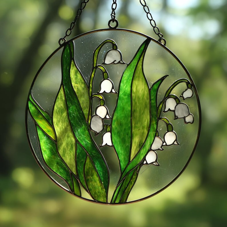 Lily of the Valley Stained Glass Suncatcher, Floral Window Wall Hanging ...