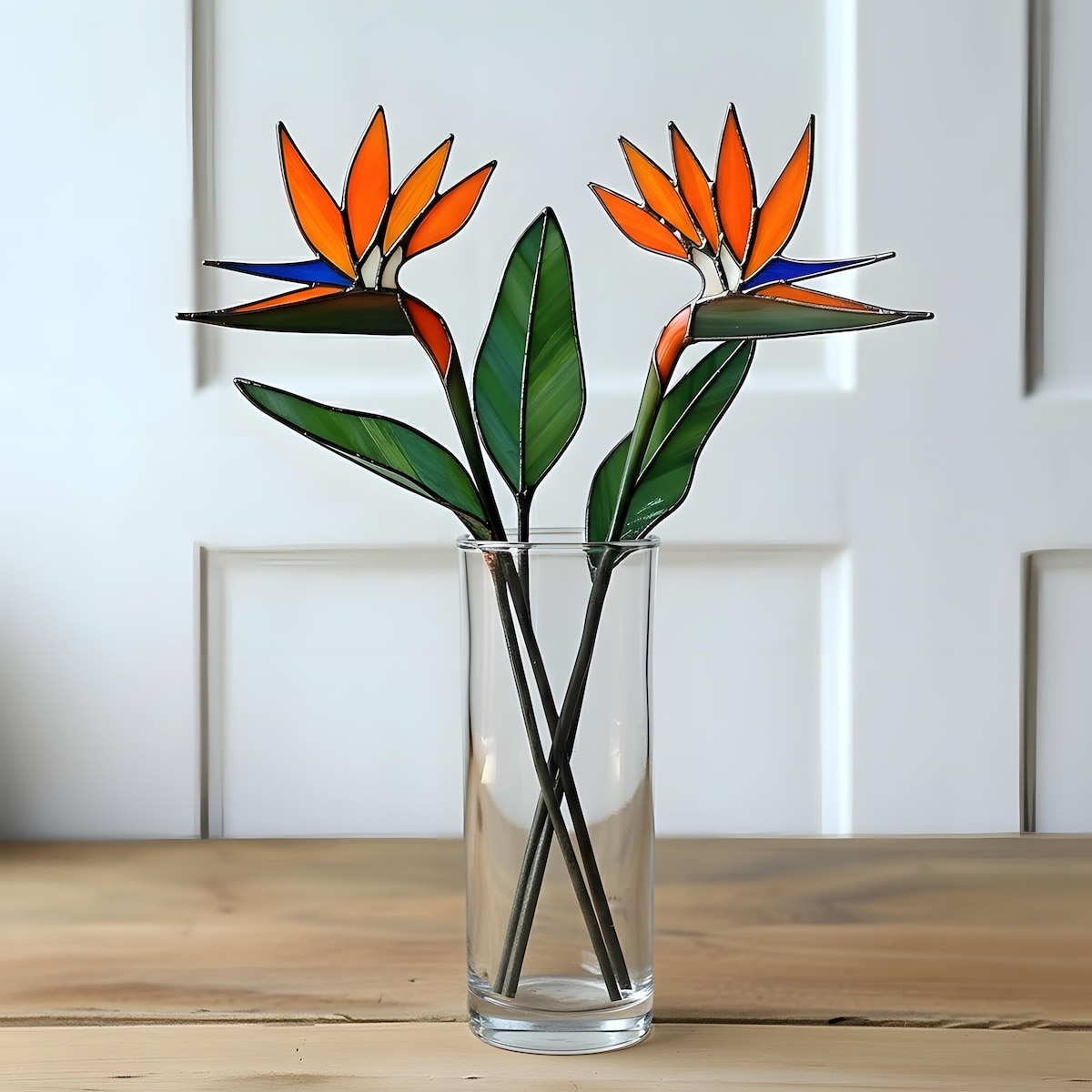 Stained Glass Bird of Paradise Flower Set, Handmade Tropical Botanical Window Hanging, Colorful Floral - Etsy