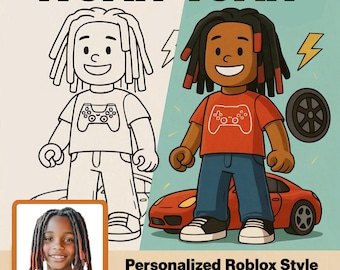 Roblox Coloring Pages Printable from Photo | Custom Roblox Outline for Birthday Parties | Roblox outline svg | Roblox drawing