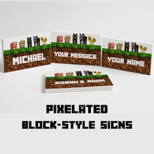 Custom Pixelated Block-Style Sign | Personalized Digital Download | Gamer Room Decor & Kids Gift | Pixel Art for Block Builders | Wall art