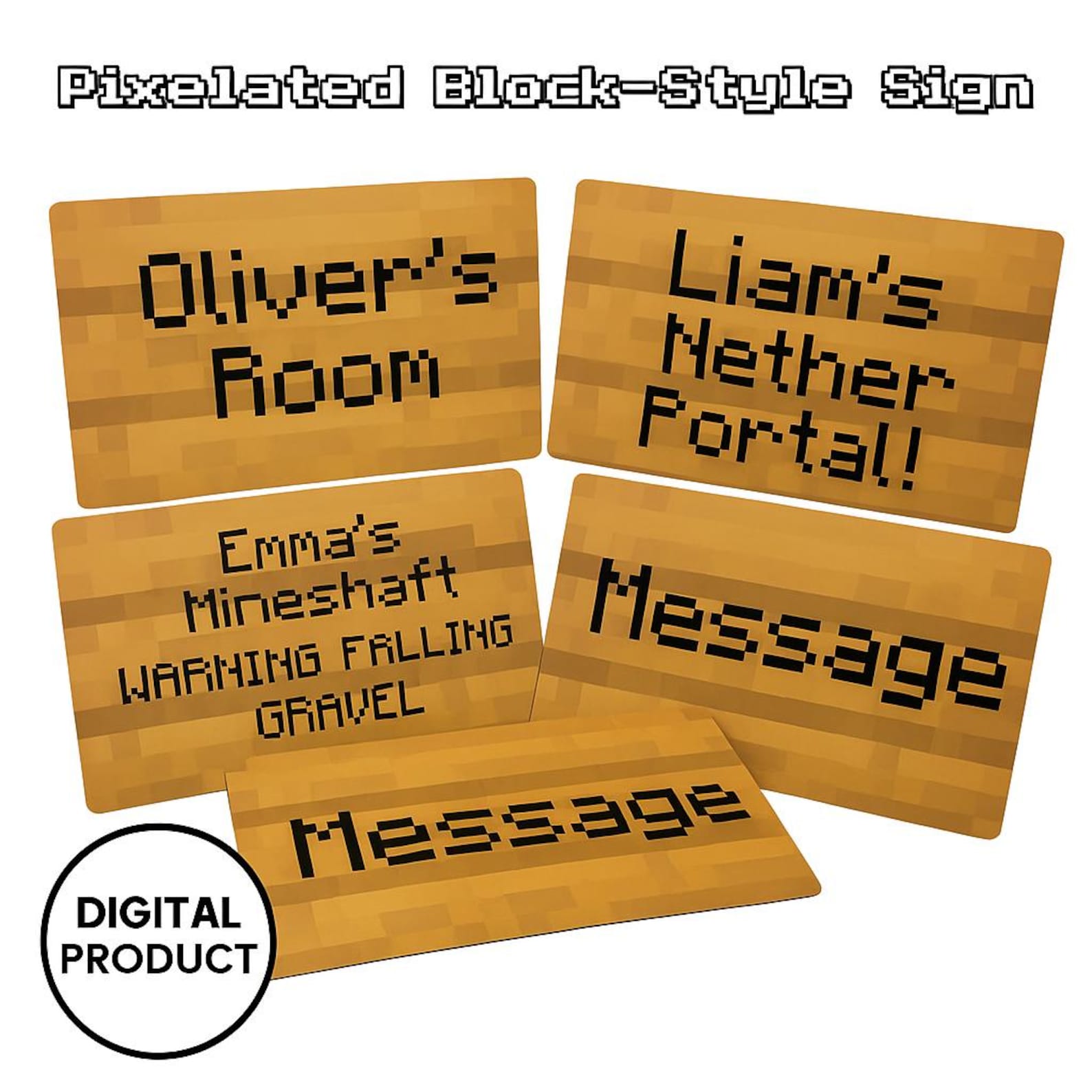 Custom Pixelated Block-style Sign | Personalized Digital Download ...