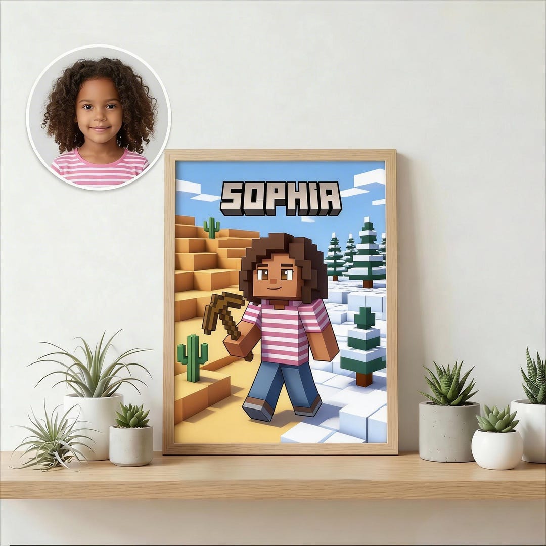 Custom Pixel Block Portrait From Photo | Personalized Gamer Art | Video ...