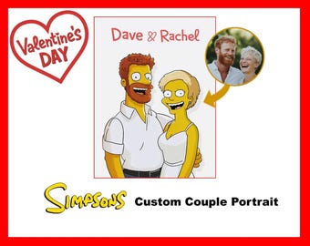 Custom Simpsons-Style Couple Portrait | Personalized Digital Drawing in 48 Hours | Unique Gift for Couples, Birthdays & Valentine's Day