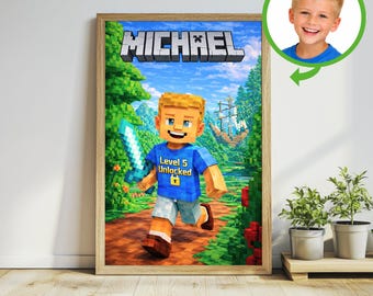 Custom Pixelated Block-Style Portrait from Photo | Personalized Gamer Gift | Unique Digital Download for Video Game Fans