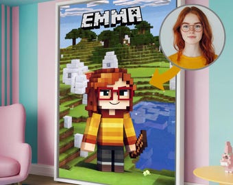 Custom Block-Style Poster from Photo | Giant Pixel Art Print | Premium Digital Download Gift for Gamers & Kids | Epic Wall Decor | Pixelated