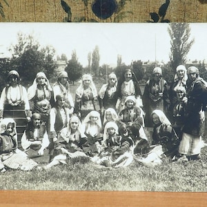 Costume national macédonien bulgare 1900 Photo ancienne/photographie/carte postale ancienne originale/exposition d'antiquités/studio photo/bijoux fantaisie folkloriques