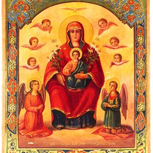 Large 36 cm Hand Painted The Divnogorskaya Sicilian Icon of the Mother of God/Icon/Christian Icon/Rarely Plot/Religion Icon/Home Art Decor