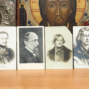 Lot von 4 Antiken Zaren Russland Postkarten 1906/Antike Russland Karte Lermontov Gogol Nekrasov Nikolaus Kopernikus/Limitierte Auflage/Altes Original