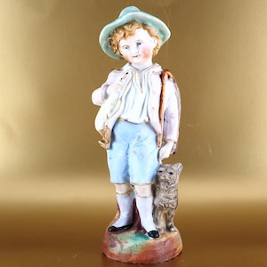 Boy with Bagpipes and a Dog Biscuit England Porcelain/English Porcelain Figure/Original Porcelain/Kitchen Decor Gift/Old Figure Porcelain