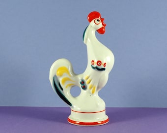 陶器 鶏 置物 オブジェ アンティーク 中国共和国時代 ブルー 磁器 鶏像 置物 中国製の磁器製鳥の像。手描き。希少な逸品。コレクターズアイテム