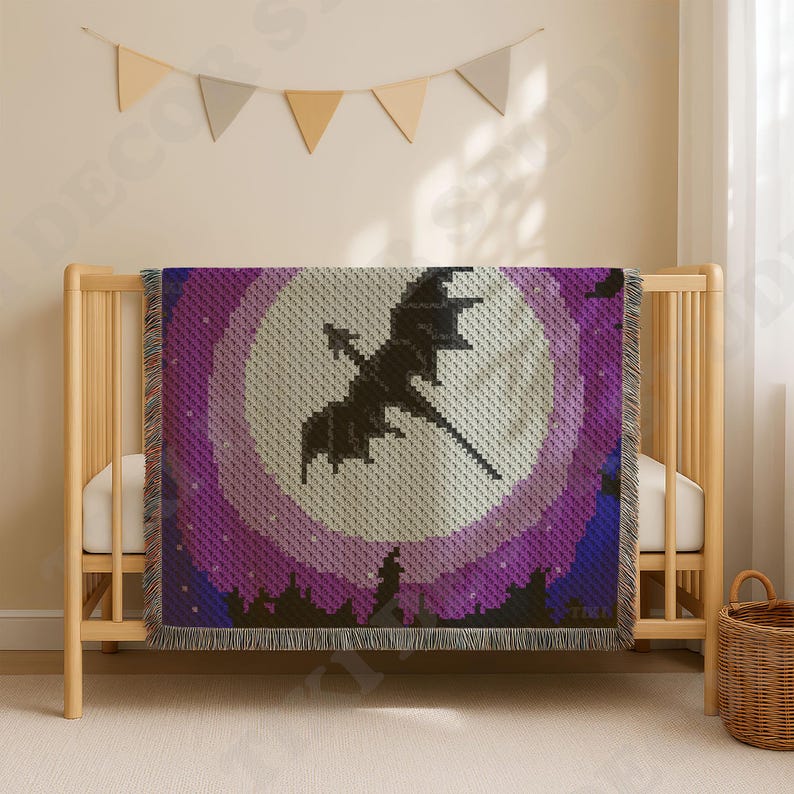 Fantasy Dragon Moon Blanket Throw C2C CROCHET PATTERN | House Decor Afghan | Corner-to-Corner | Instant Download image 4