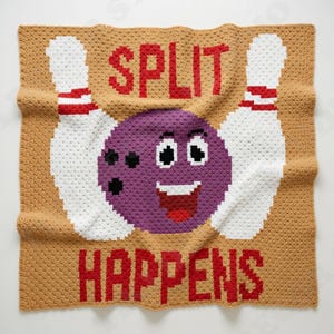 Split Happens Blanket C2C CROCHET PATTERN | Bowling Throw | Funny Ball Afghan | Corner-to-Corner | Instant Download