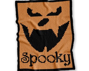 Halloween Spooky Blanket C2C CROCHET PATTERN | Pumpkin Face Throw | Corner-to-Corner | PDF | Instant Download